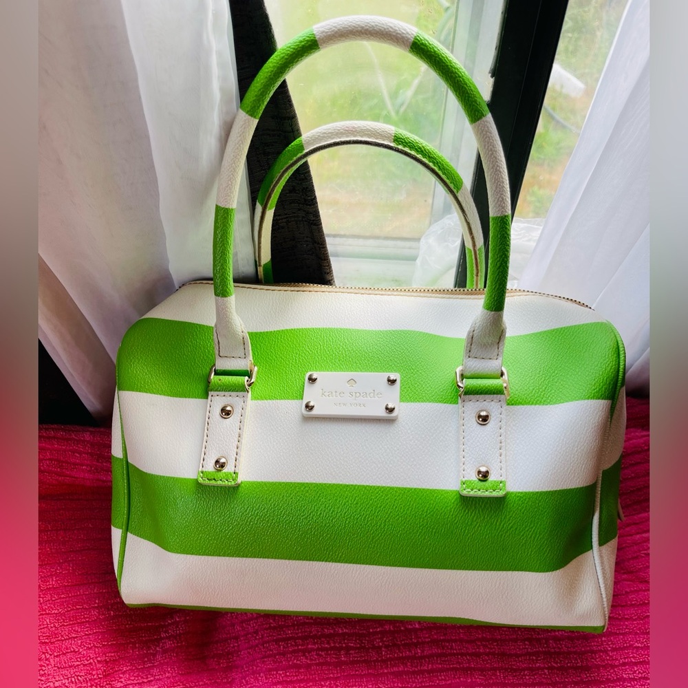 Kate Spade Green and White Striped Women's Bag